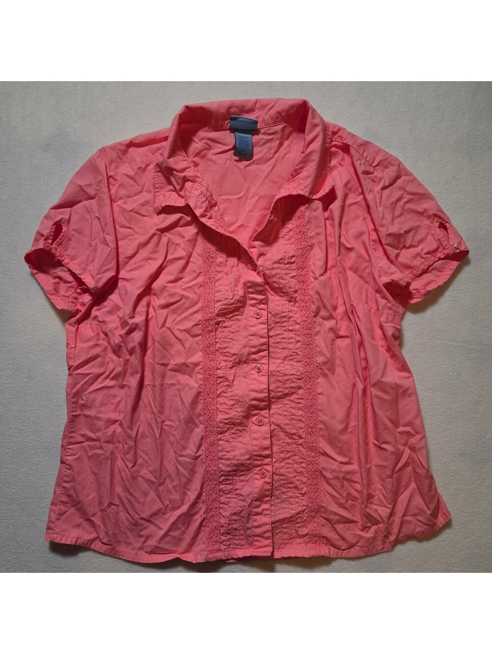 Classic Elements Women's XL Coral Button-Up Blouse